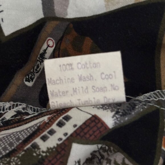 Vintage 90s Blue Paradise Pullover Hawaiian Shirt L Black Reverse Asian Print - Picture 9 of 9